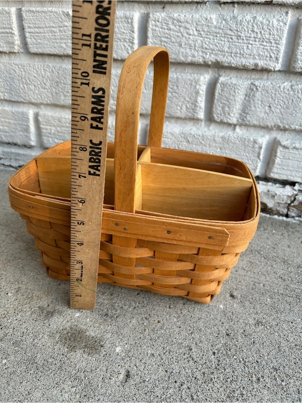 Vintage 1997 Longaberger Utensil Basket With Divider  Hand Woven USA 11x11x8
